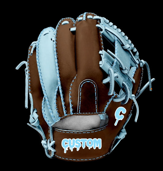 Custom RawEdge Series 11.5” I-Web Baby Blue Brown Baseball Gloves