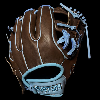 CUSTOM Youth Color Flair Series Cowhide 11.5” I-Web Brown Baby Blue Infield Glove