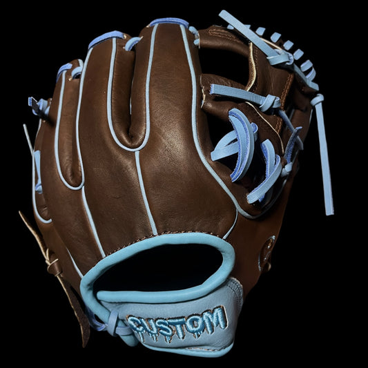 CUSTOM Youth Color Flair Series Cowhide 11.5” I-Web Brown Baby Blue Infield Glove