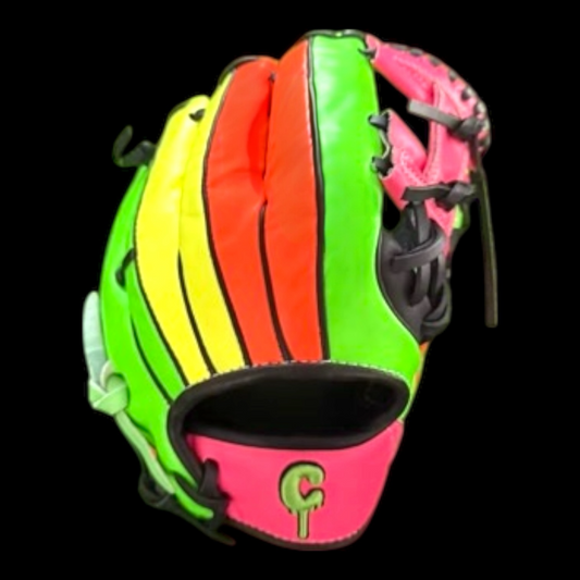 CUSTOM Youth Cosmic Glow Neon Fluorescent Blacklight 11.5” I-Web Green Pink Yellow Orange Baseball Glove