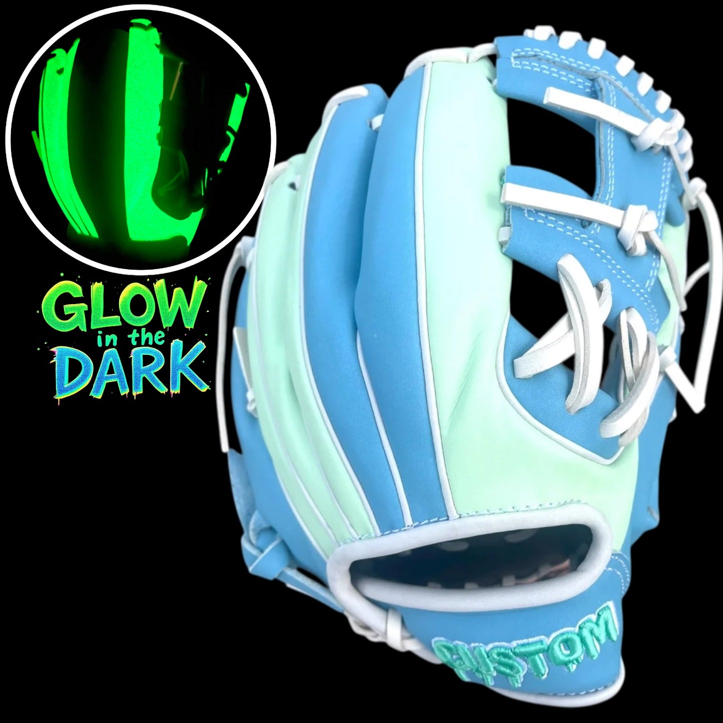 CUSTOM Glow in the Dark Series Kip 11.5” I-Web Mint Baby Blue Baseball Glove