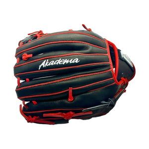 Akadema Torino Series 11.5” Inch Red Black Modified Trapeze Red Black Infield Pitcher Glove - CustomBallgloves.com