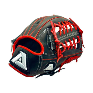 Akadema Torino Series 11.5” Inch Red Black Modified Trapeze Red Black Infield Pitcher Glove - CustomBallgloves.com