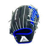 Akadema Torino Series 11.50” Inch Modified Trapeze Black Blue Gray Infielder Glove - CustomBallgloves.com
