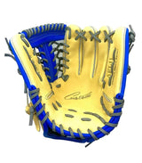 Akadema Torino Series 11.50” Inch Modified Trapeze Blonde Blue Gray Infielder Glove - CustomBallgloves.com