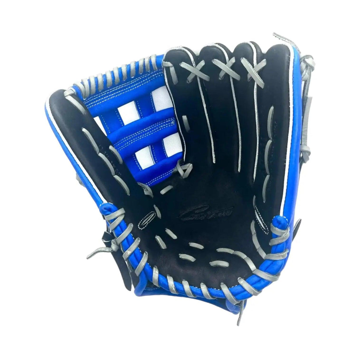 Akadema Torino Series 12.75” Inch H-Web Black Blue Gray Infielders Glove - CustomBallgloves.com