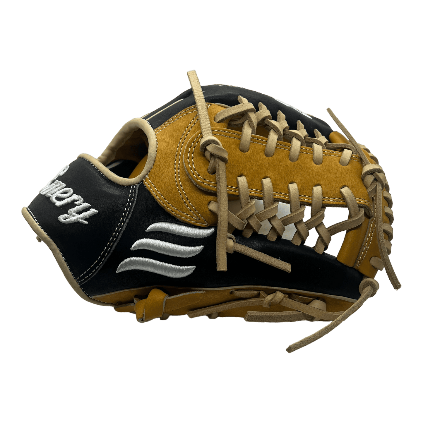 Emery CB Series 11.5" Inch Modified Trapeze Web Black Brown Blonde Infield Pitcher Glove - CustomBallgloves.com