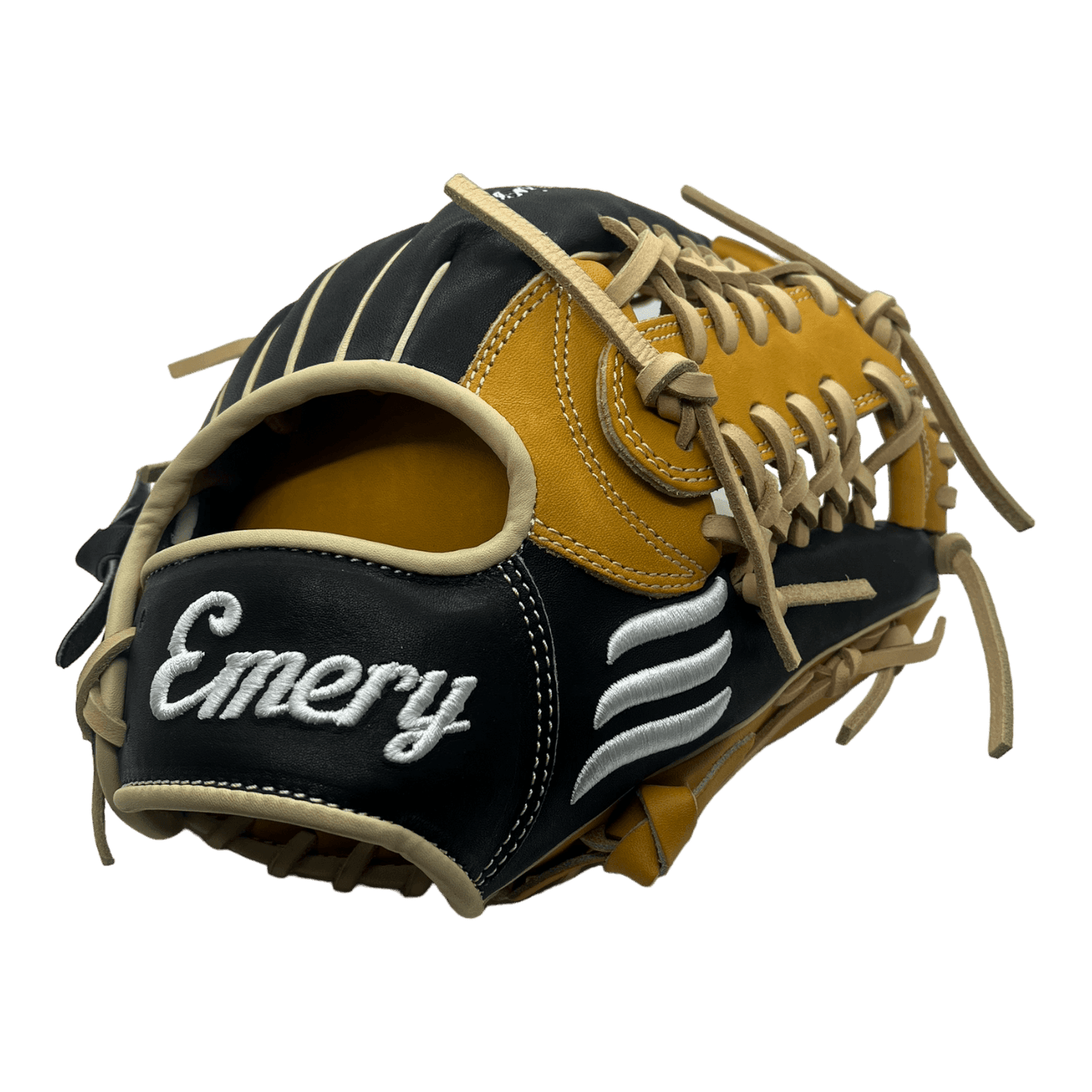 Emery CB Series 11.5" Inch Modified Trapeze Web Black Brown Blonde Infield Pitcher Glove - CustomBallgloves.com