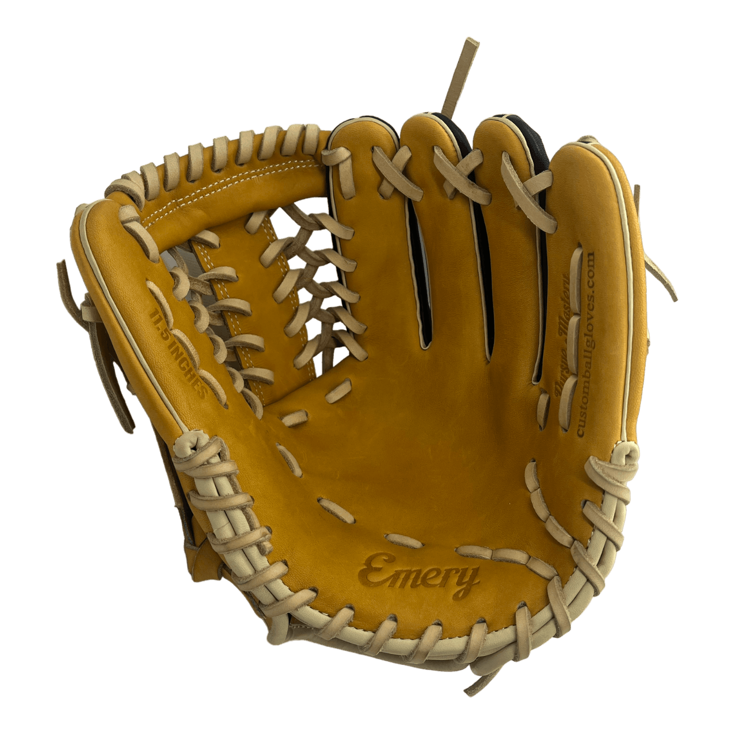 Emery CB Series 11.5" Inch Modified Trapeze Web Black Brown Blonde Infield Pitcher Glove - CustomBallgloves.com