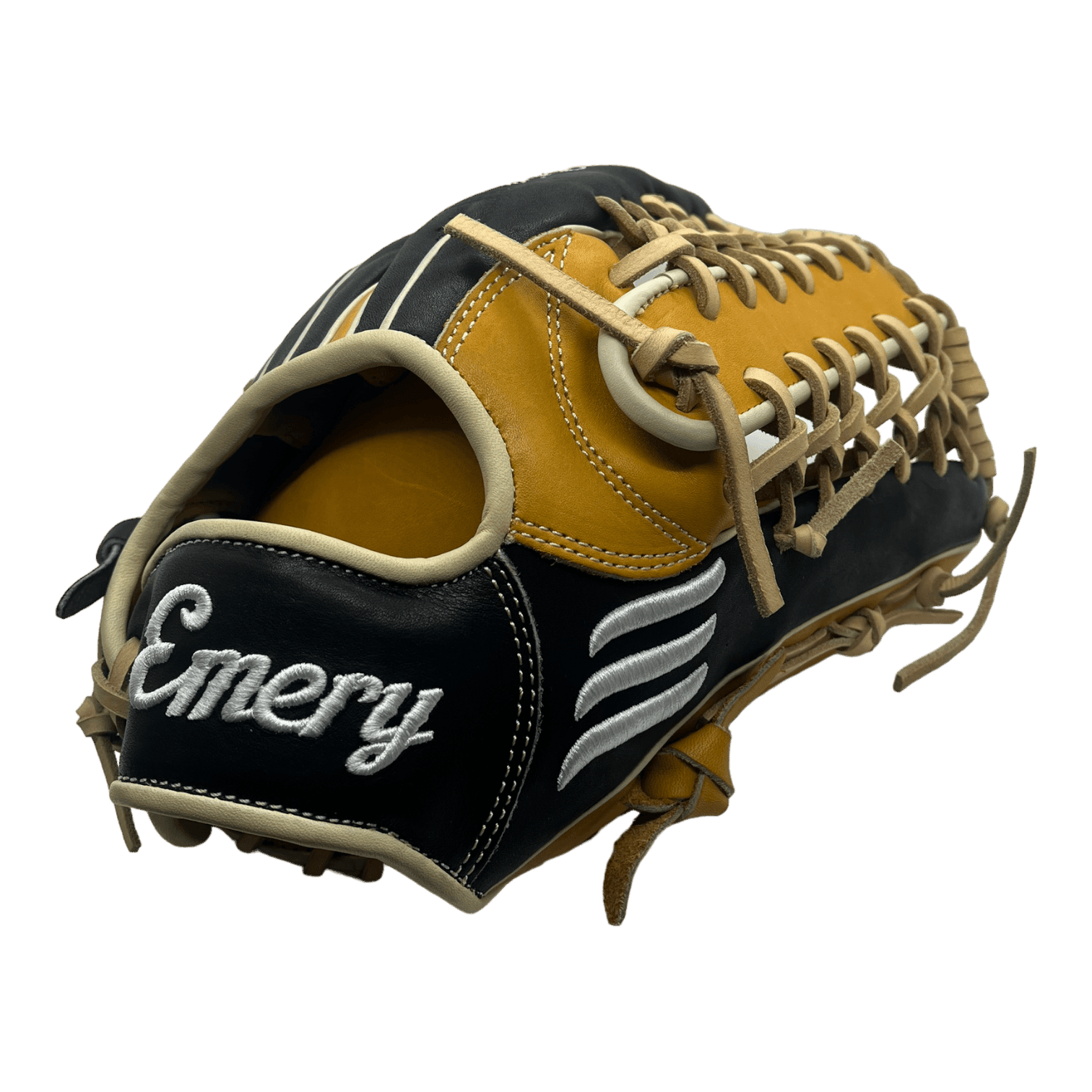 Emery CB Series 12.75" Inch Trapeze Web Black Brown Blonde Outfield Glove - CustomBallgloves.com