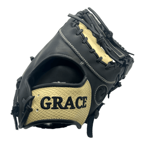 Grace Custom 12.5” Inch Black Snake Skin Blonde First Base Mitt - CustomBallgloves.com