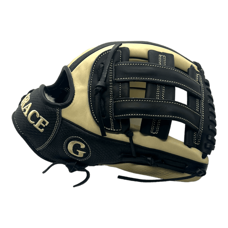 Grace Custom 12.75” Inch H-Web Black Snake Skin Blonde Outfield Glove - CustomBallgloves.com