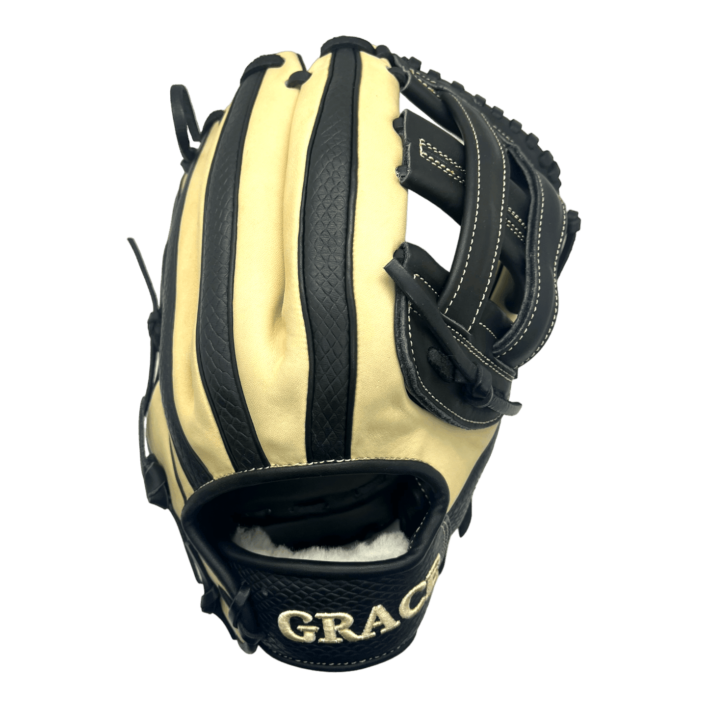 Grace Custom 12.75” Inch H-Web Black Snake Skin Blonde Outfield Glove - CustomBallgloves.com