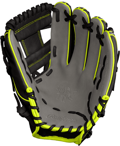 Rawlings Custom 11.5” I-Web Zebra Print Shell Neon Yellow Black Heart of the Hide Baseball Glove - CustomBallgloves.com