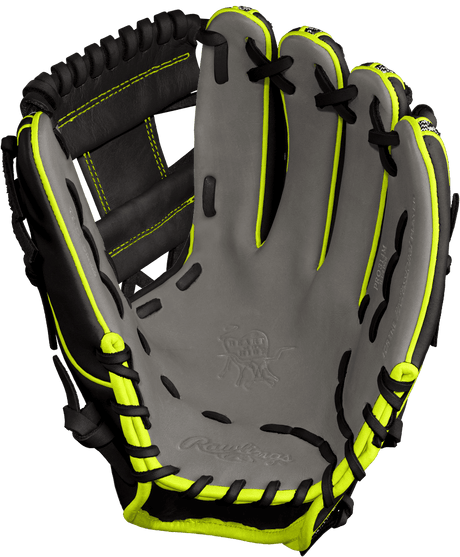 Rawlings Custom 11.5” I-Web Zebra Print Shell Neon Yellow Black Heart of the Hide Baseball Glove - CustomBallgloves.com