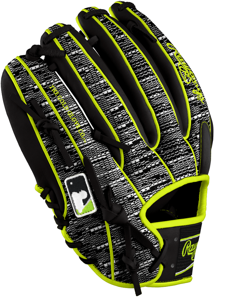 Rawlings Custom 11.5” I-Web Zebra Print Shell Neon Yellow Black Heart of the Hide Baseball Glove - CustomBallgloves.com