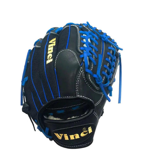 Vinci Pro 11.5” inch Infielder Pitcher Black Blue Lace Glove - CustomBallgloves.com