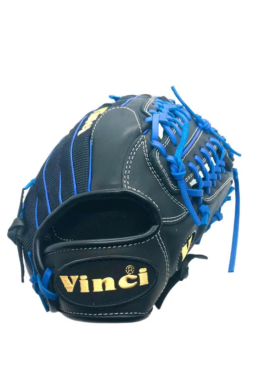 Vinci Pro 11.5” inch Infielder Pitcher Black Blue Lace Glove - CustomBallgloves.com
