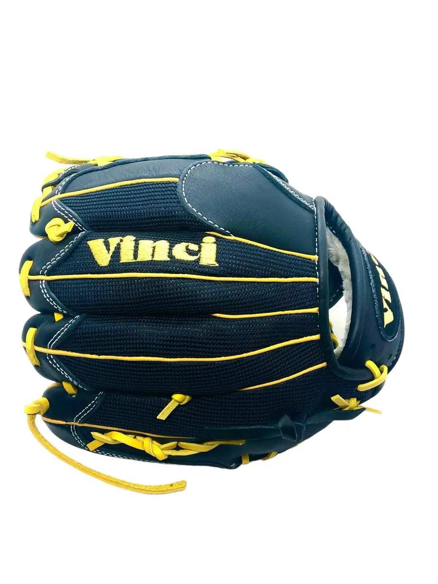 Vinci Pro 11.5” inch Infielder Pitcher Black Yellow Lace Glove - CustomBallgloves.com
