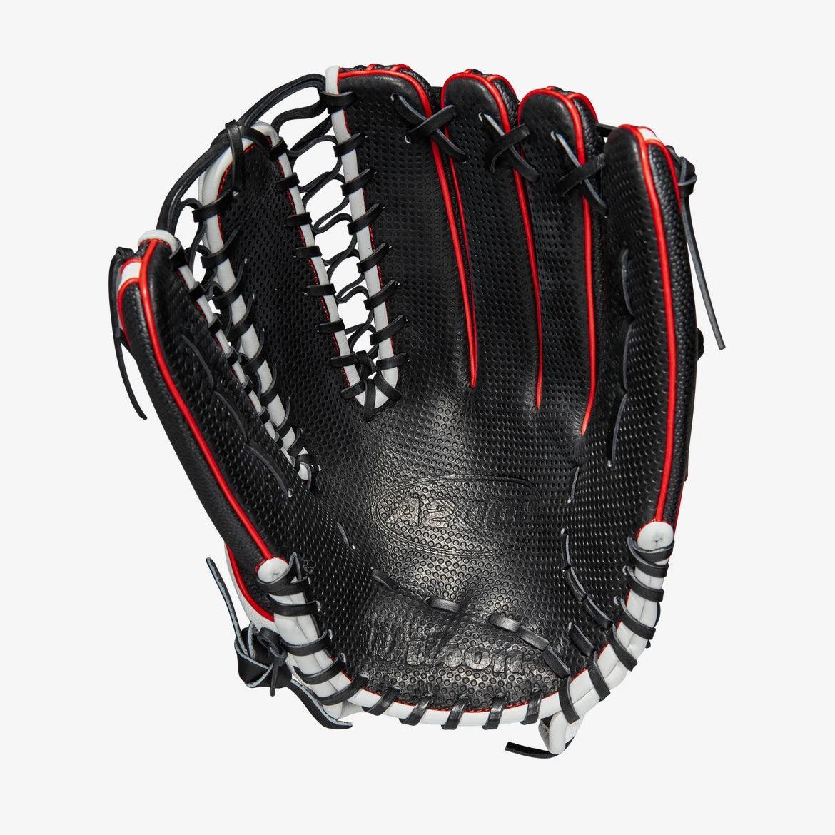 Wilson A2000 12.75 Trapeze Web Black Red White Outfield Glove Custom Ballgloves