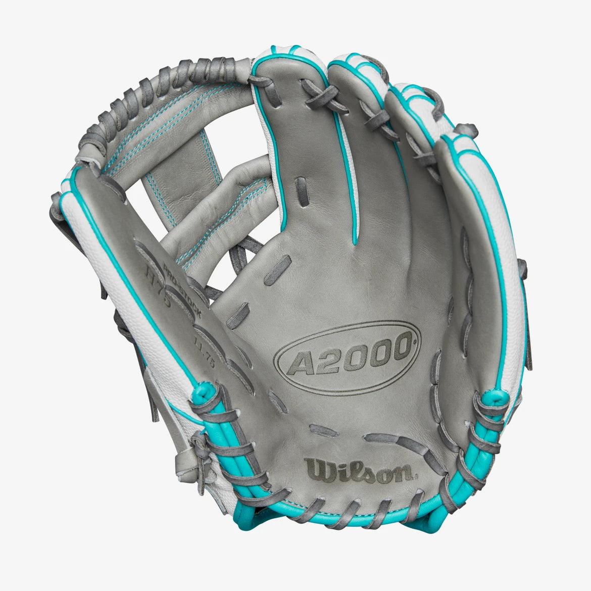 Wilson A2000 H75SS 11.75” White Aqua Infield Glove - CustomBallgloves.com