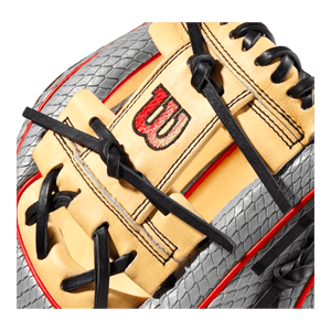 Wilson A2000 Pedroia Fit 11.25” WBW1009811125 I-Web Gray Red Blonde Infield Glove - CustomBallgloves.com